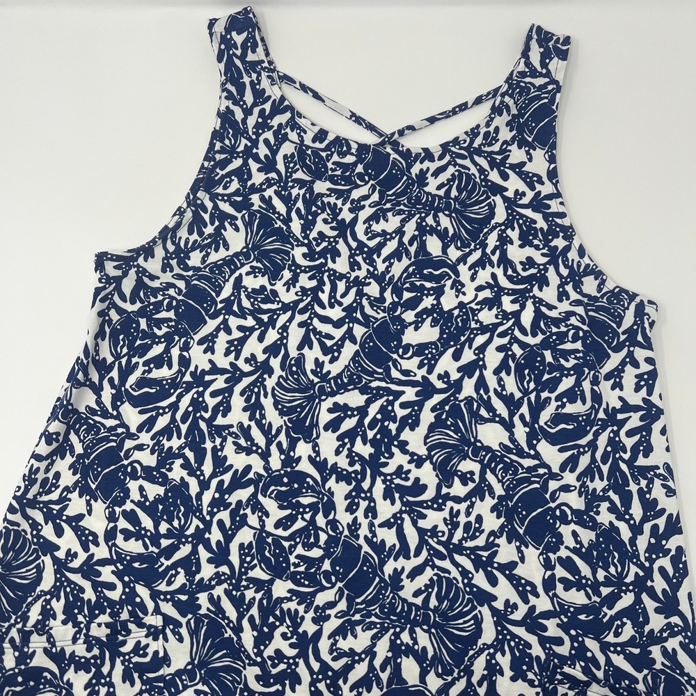 Lilly Pulitzer Kristen Flounce Dress Krillin It Navy Blue Lobster Print Small